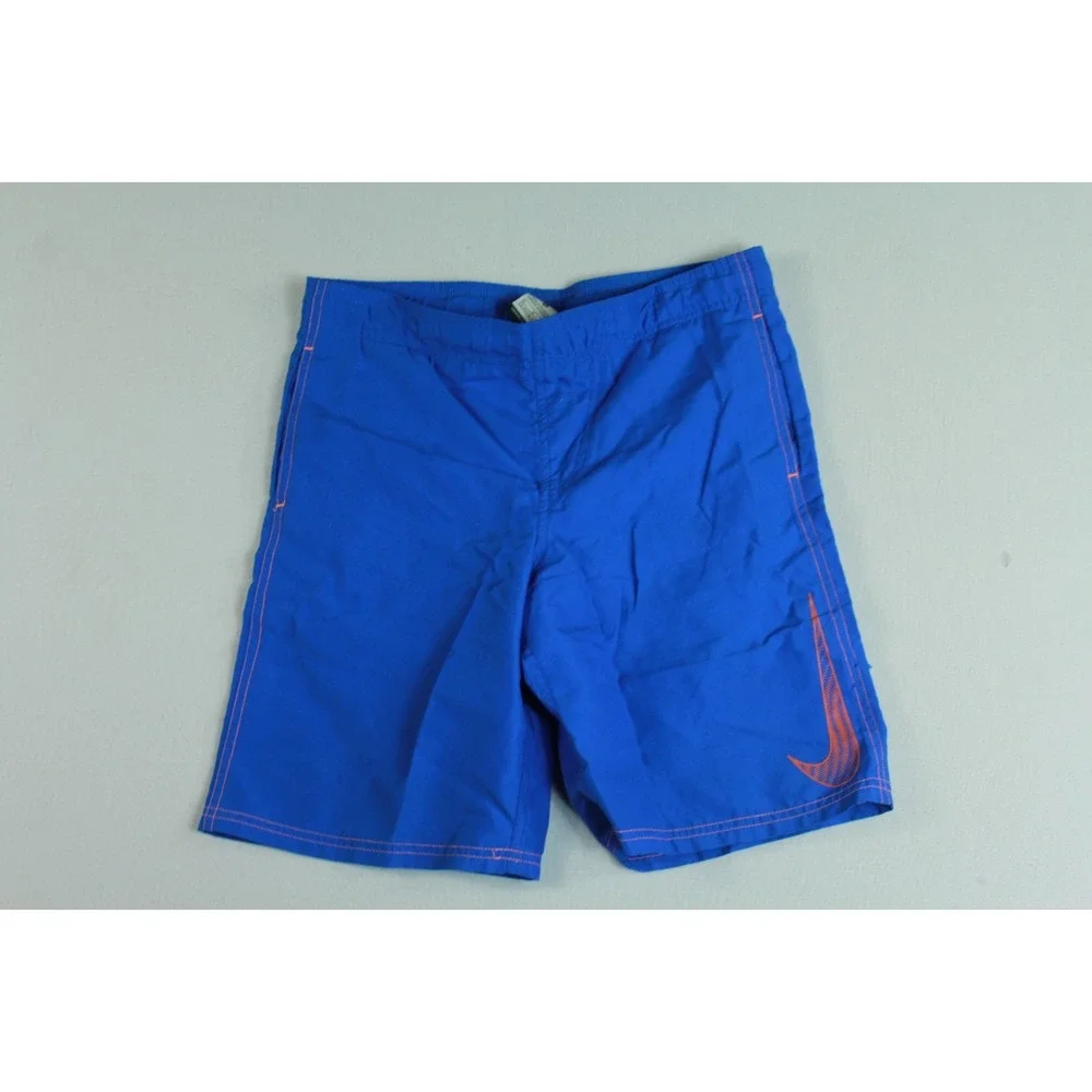 Nike Men Blue Board Shorts Swoosh Logo Beach Summer Casual Size Medium